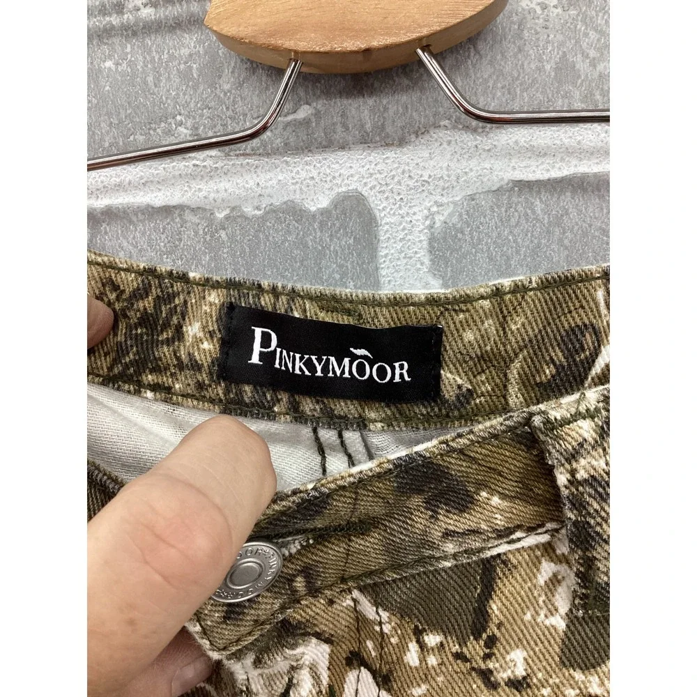 Pinkymoor Womens Camo Cargo Pants XL Green Brown Forest Camouflage Straight Leg